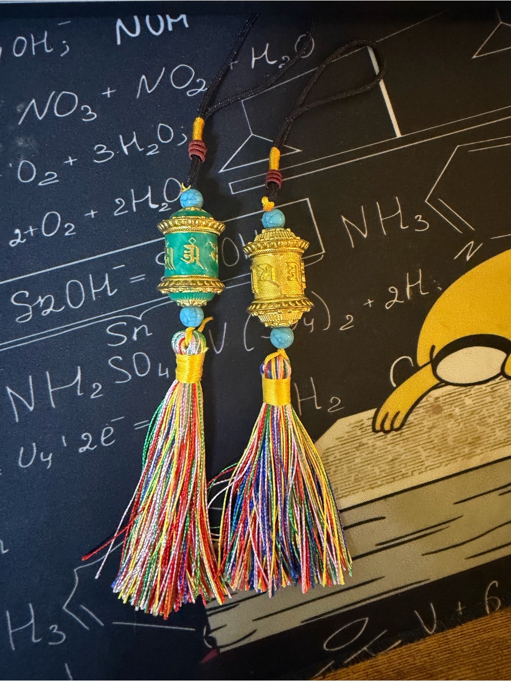 Tibetan Prayer Wheel Protective Amulet – Colorful Tassel Good Luck Charm